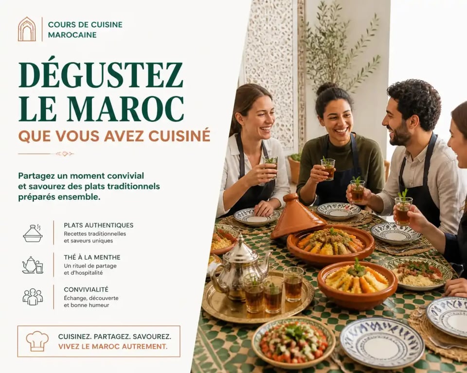 Dégustation finale après un cours de cuisine à Essaouira