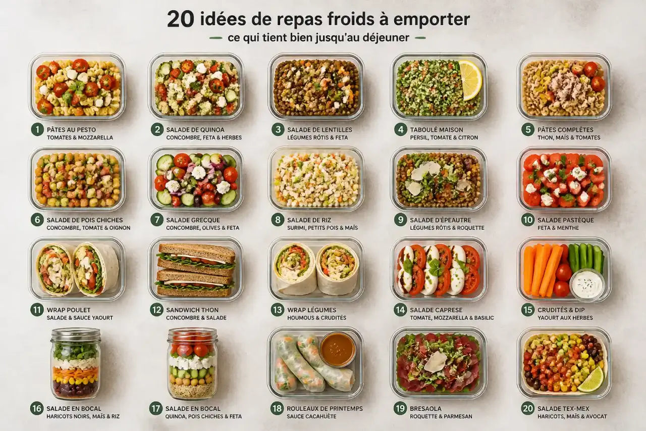 20 idées de repas froids à emporter : ce qui tient bien jusqu'au déjeuner