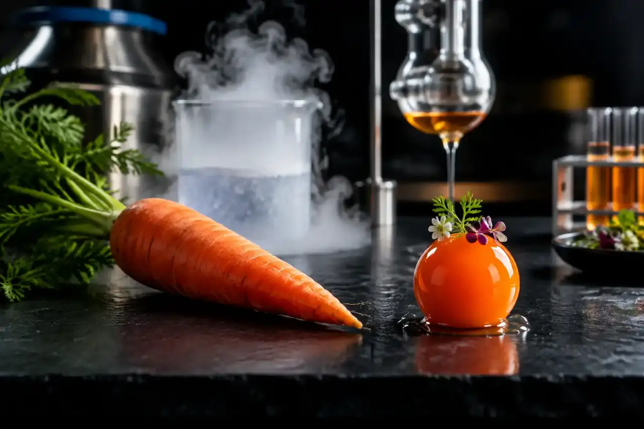 Transformation moléculaire d'une carotte au Gastro Lab