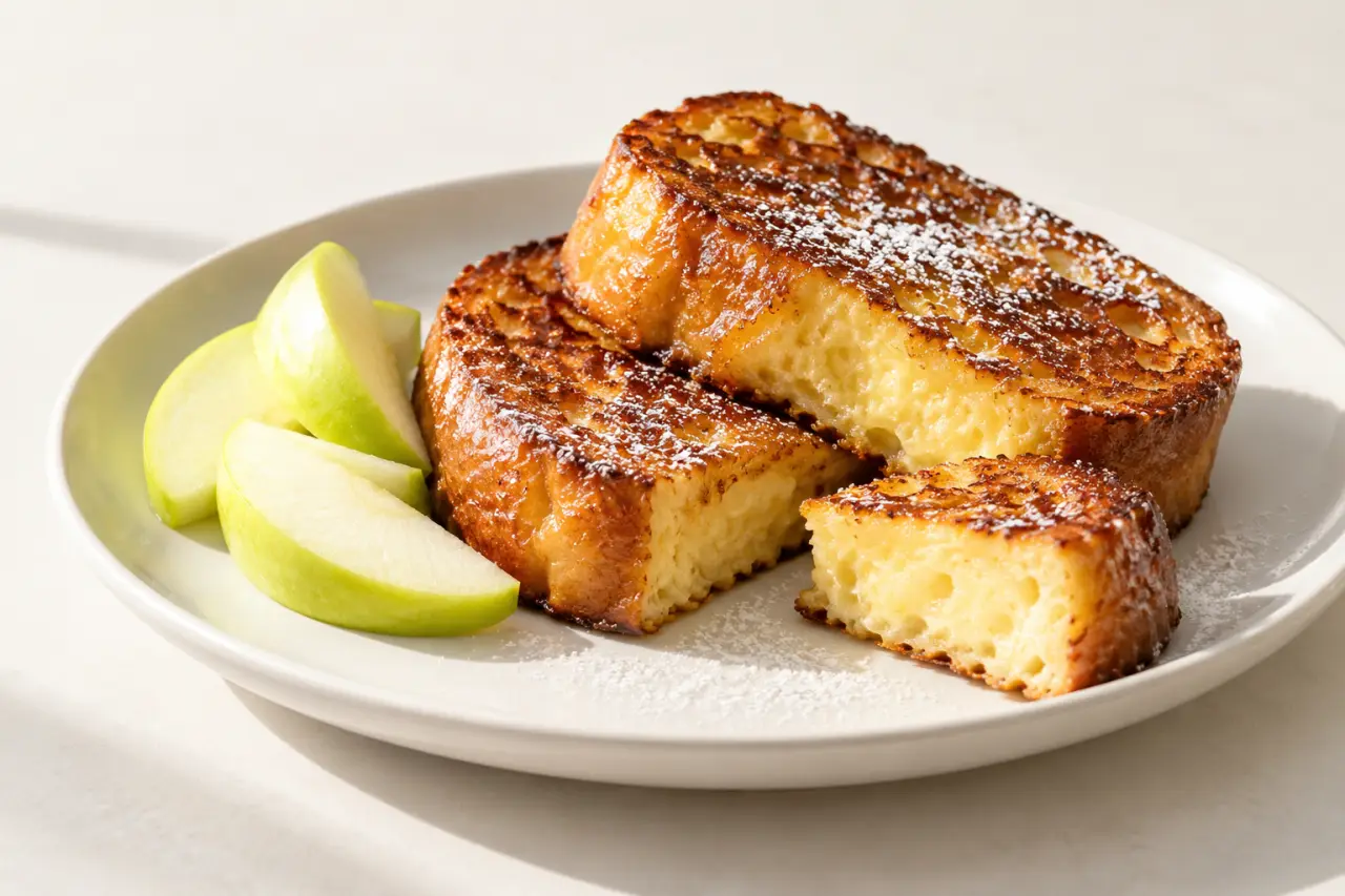 Recettes avec pain rassis : pain perdu doré aux pommes