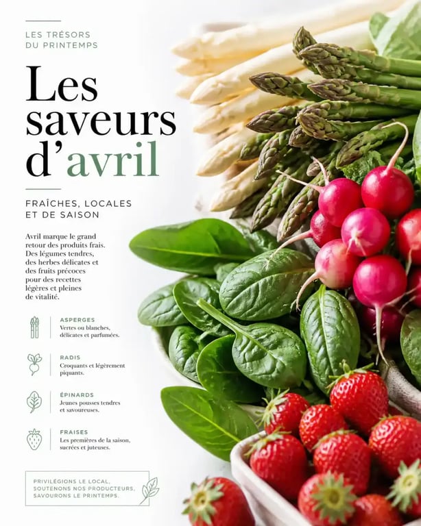 Ingrédients de saison pour des idées repas en avril : asperges, radis et fraises