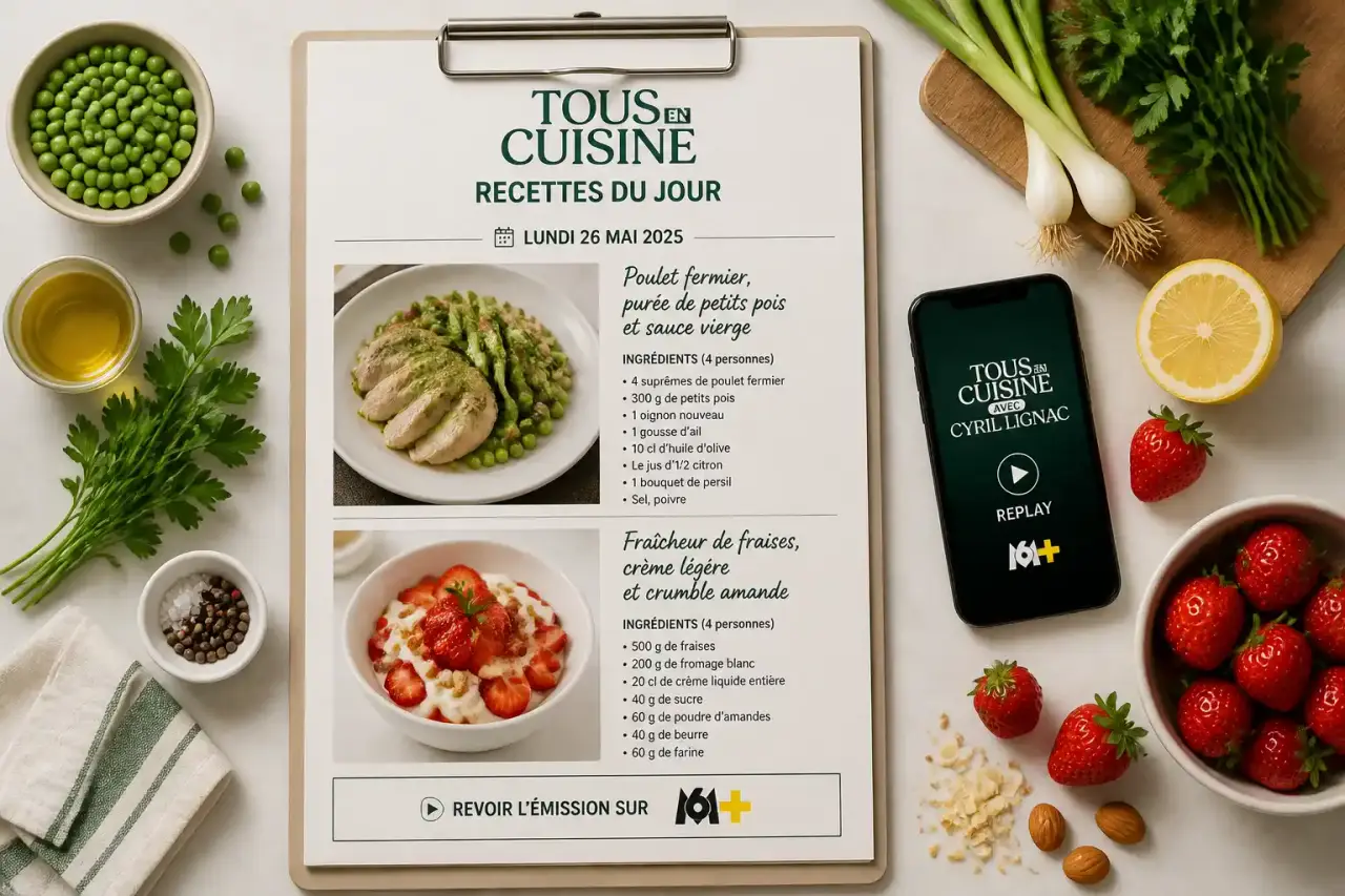 Recettes du jour de Tous en cuisine : dates, ingrédients et replay M6+