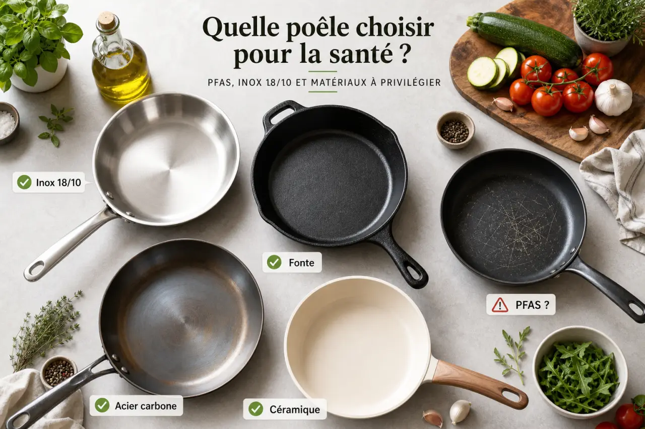 Quelle poêle choisir pour la santé ? PFAS, inox 18/10 et matériaux à privilégier