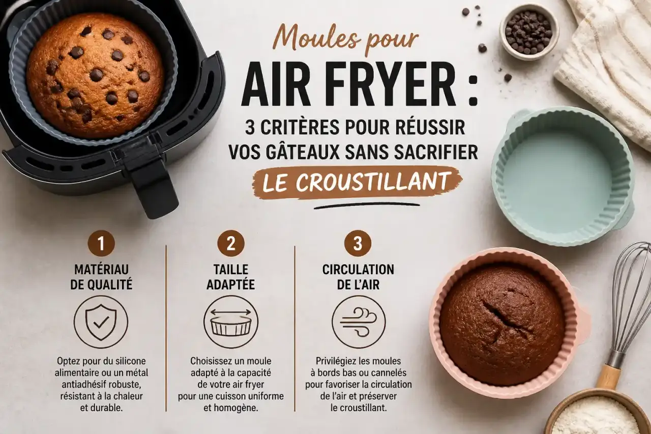 Moules pour air fryer : 3 critères pour réussir vos gâteaux sans sacrifier le croustillant