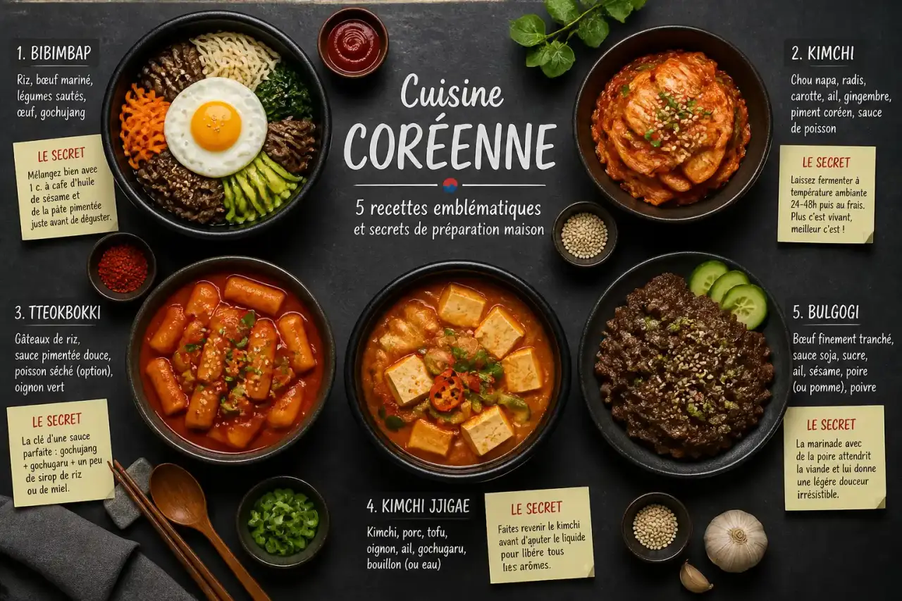 Cuisine coréenne : 5 recettes emblématiques et secrets de préparation maison