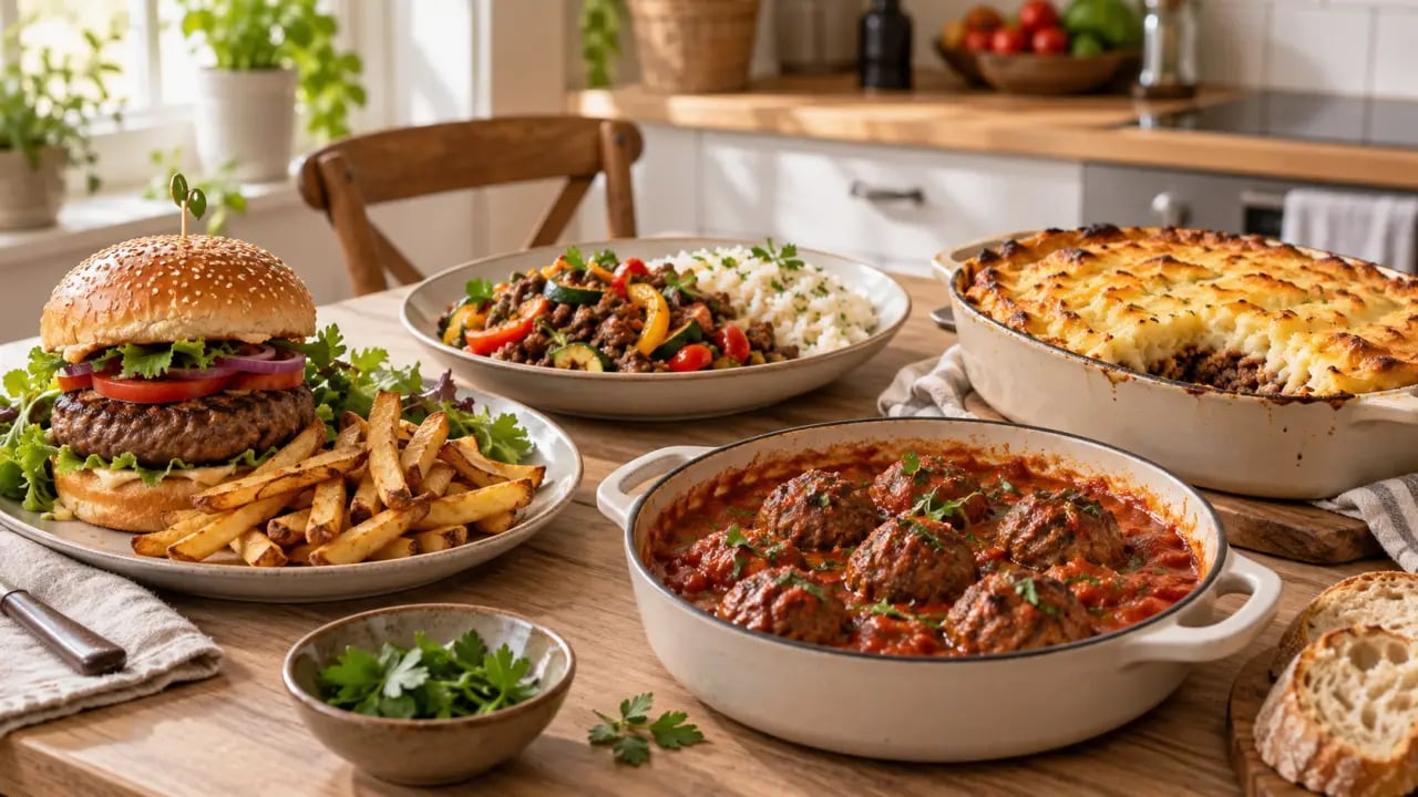 Idées repas avec steak haché : burger, poêlée, boulettes et parmentier maison