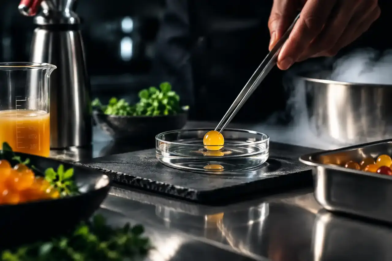 Sphérification moléculaire de précision en laboratoire culinaire