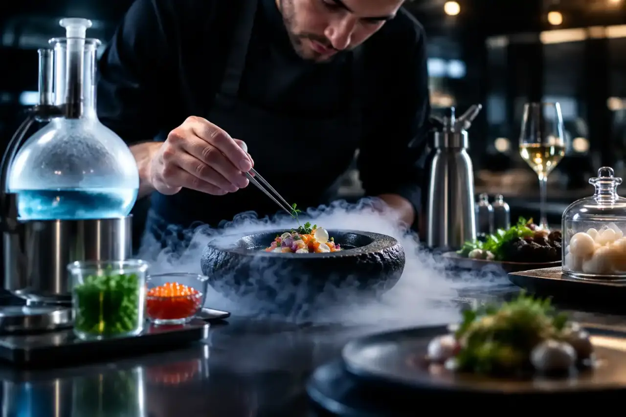 Expériences de gastronomie moléculaire dans un laboratoire culinaire