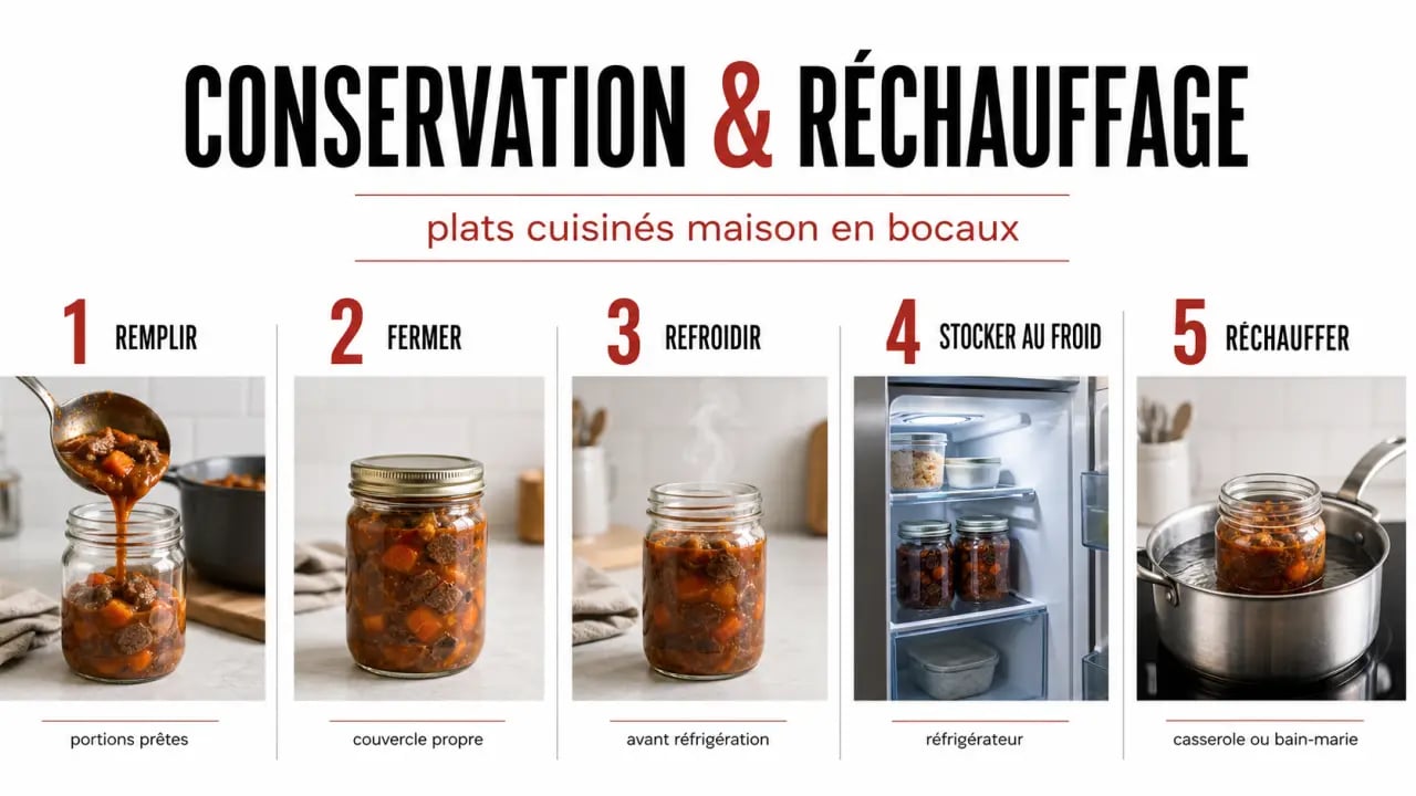 Bocaux plats cuisinés maison : conservation et réchauffage en cuisine