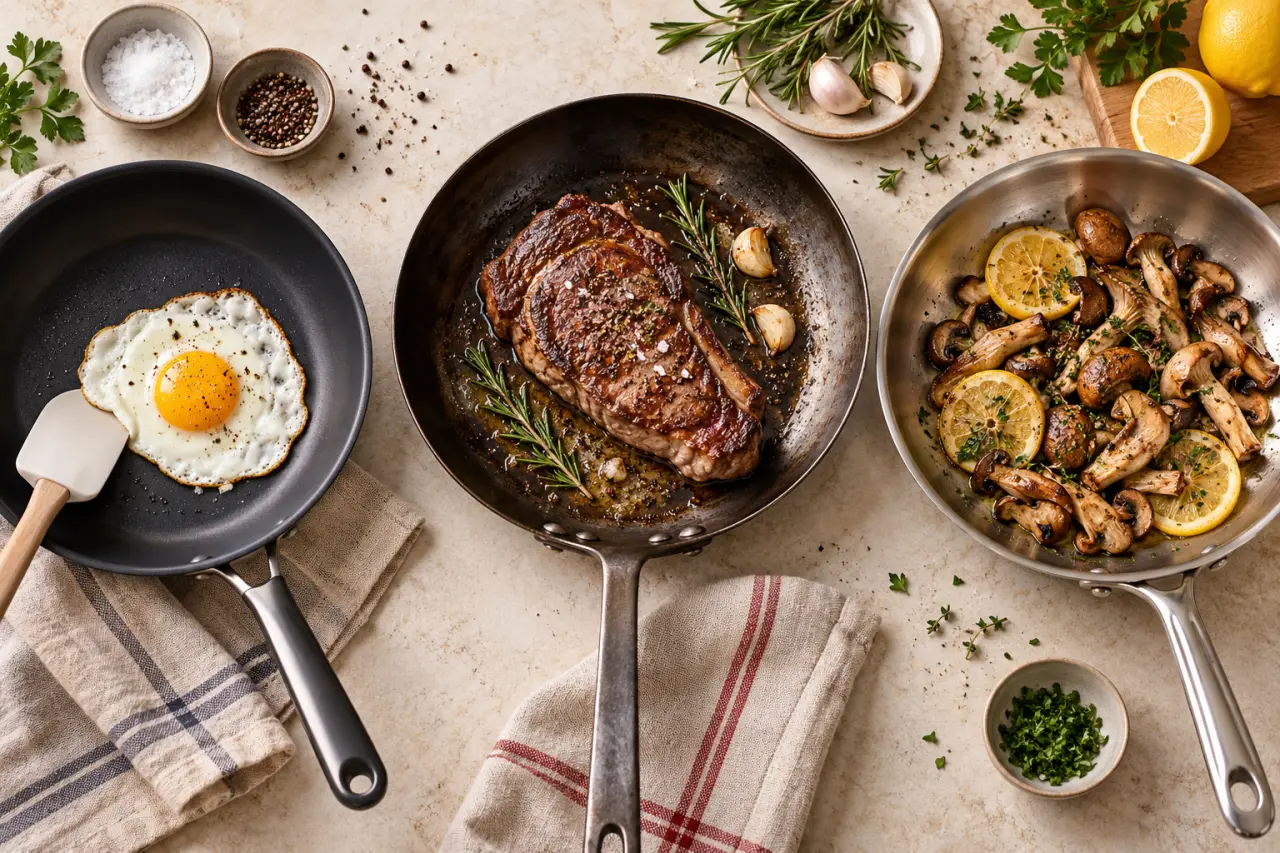 Quelle poêle choisir : Tefal pour débuter, De Buyer pour saisir, Cristel pour l’inox